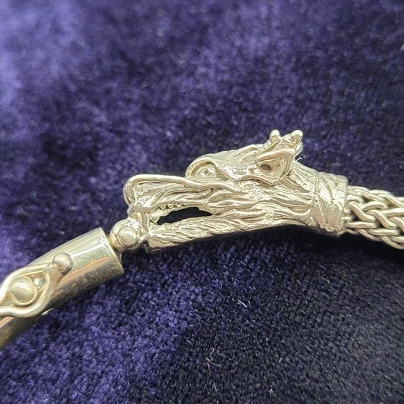 NEW Double Dragon Silver Filigree Weave Bracelet Hardy Style Goth Fantasy Magic - Picture 8 of 12